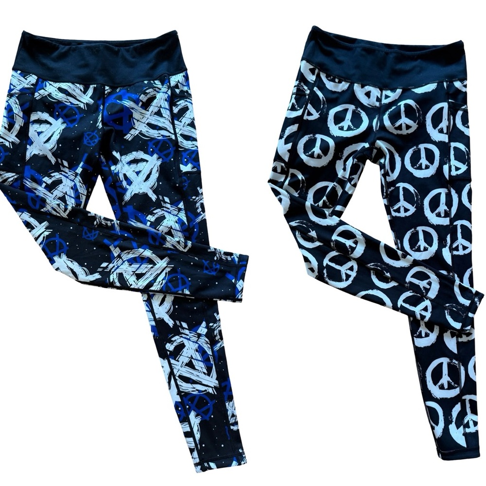 Constantly Varied Gear Peace Symbol Leggings - Black and Blue